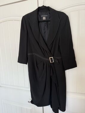 Bianca Nygard Black Draped Belted Blazer Dress Size 12